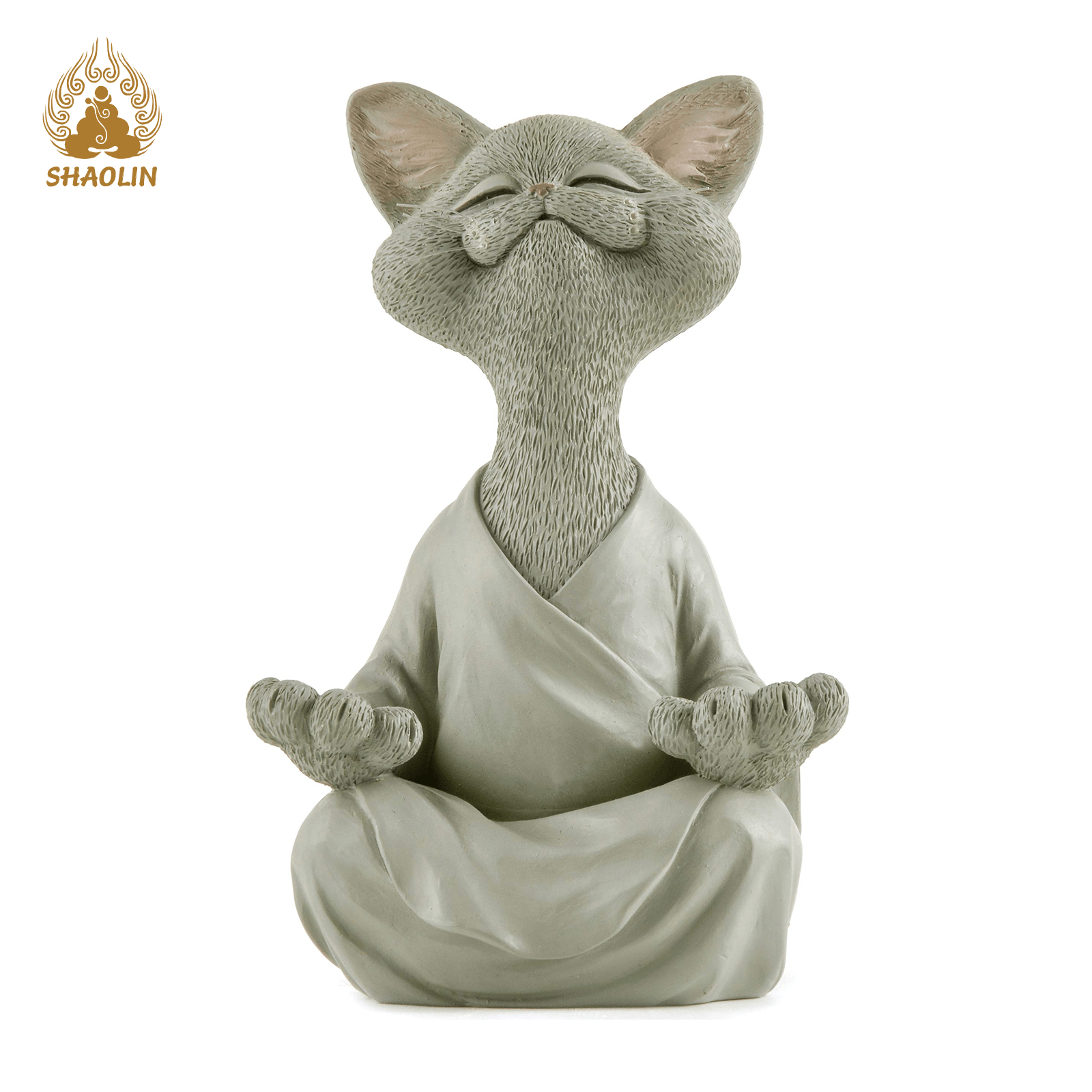 Whimsical Happy Cat Buddha Figurine – Chan-Inspired Statue