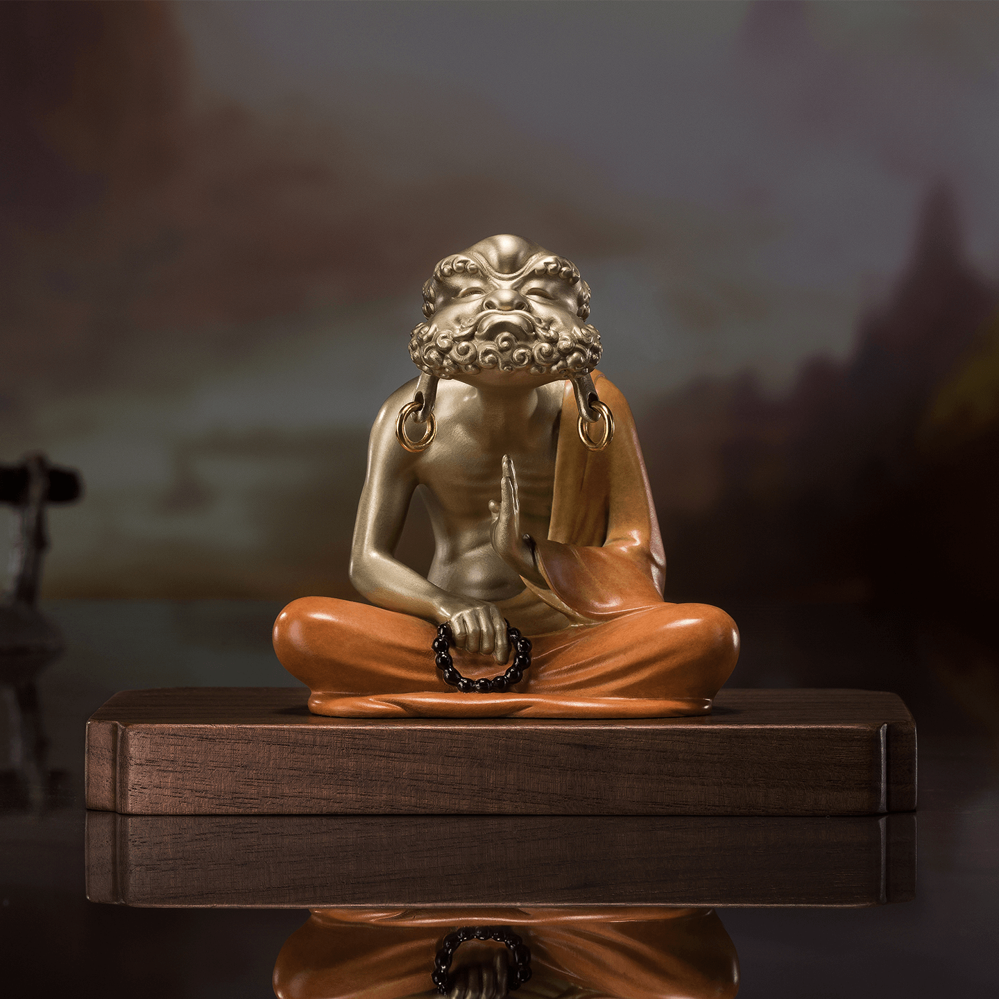 Handcrafted Brass Bodhidharma in Meditation Sculpture – Luxury Zen Decor for Home & Office