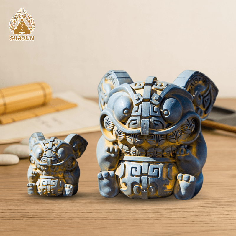 Shaolin Guardian Wealth Beast: Handcrafted Chinese Zen Desk Statue for Home & Study
