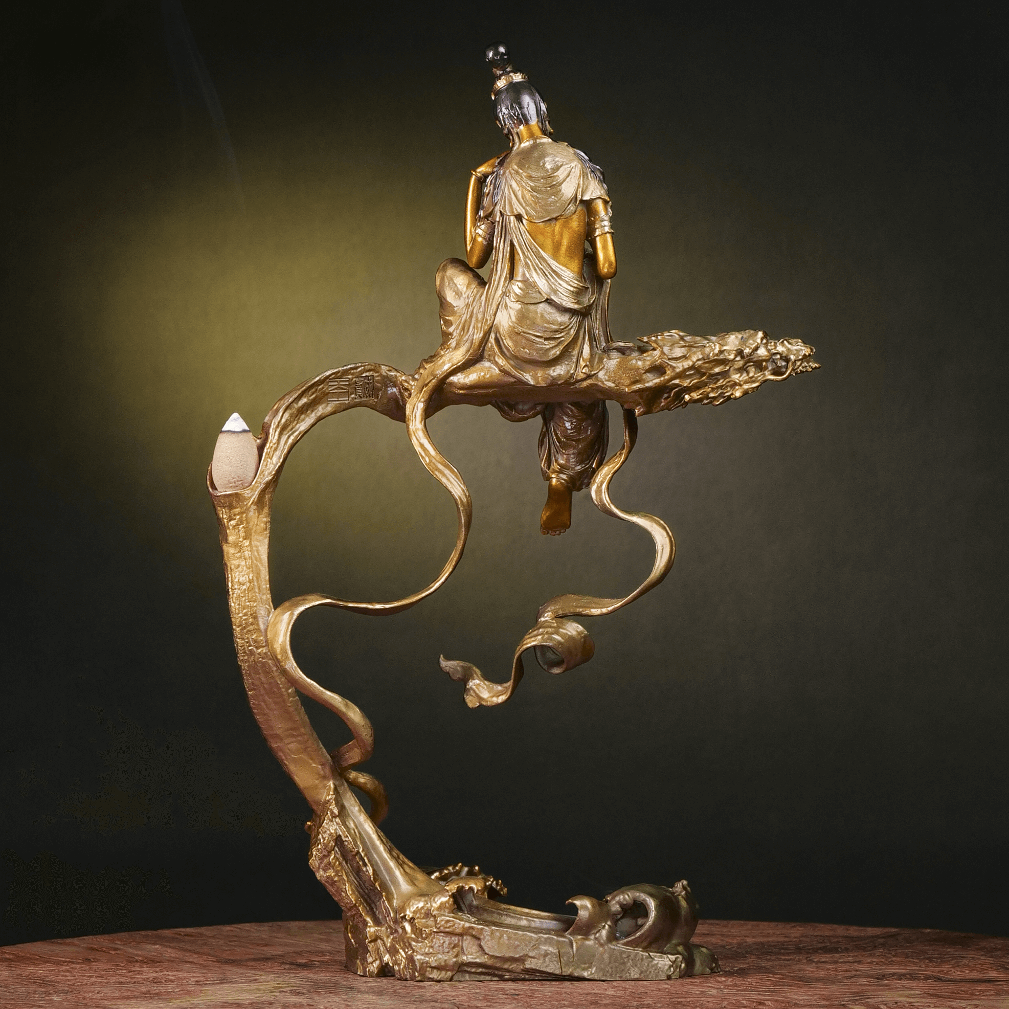 Luxury Solid Brass "Royal Contemplation" Sculpture & Backflow Incense Burner