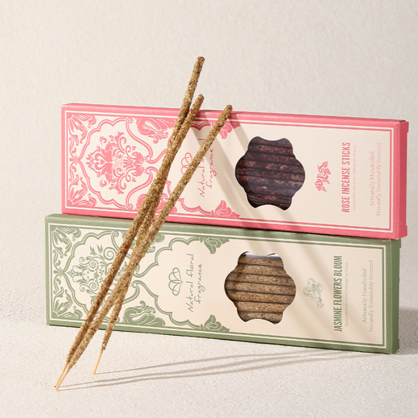 Handmade Floral Incense Sticks – Natural Rose, Lavender, Jasmine, Osmanthus & Green Tea Incense, 20 Sticks