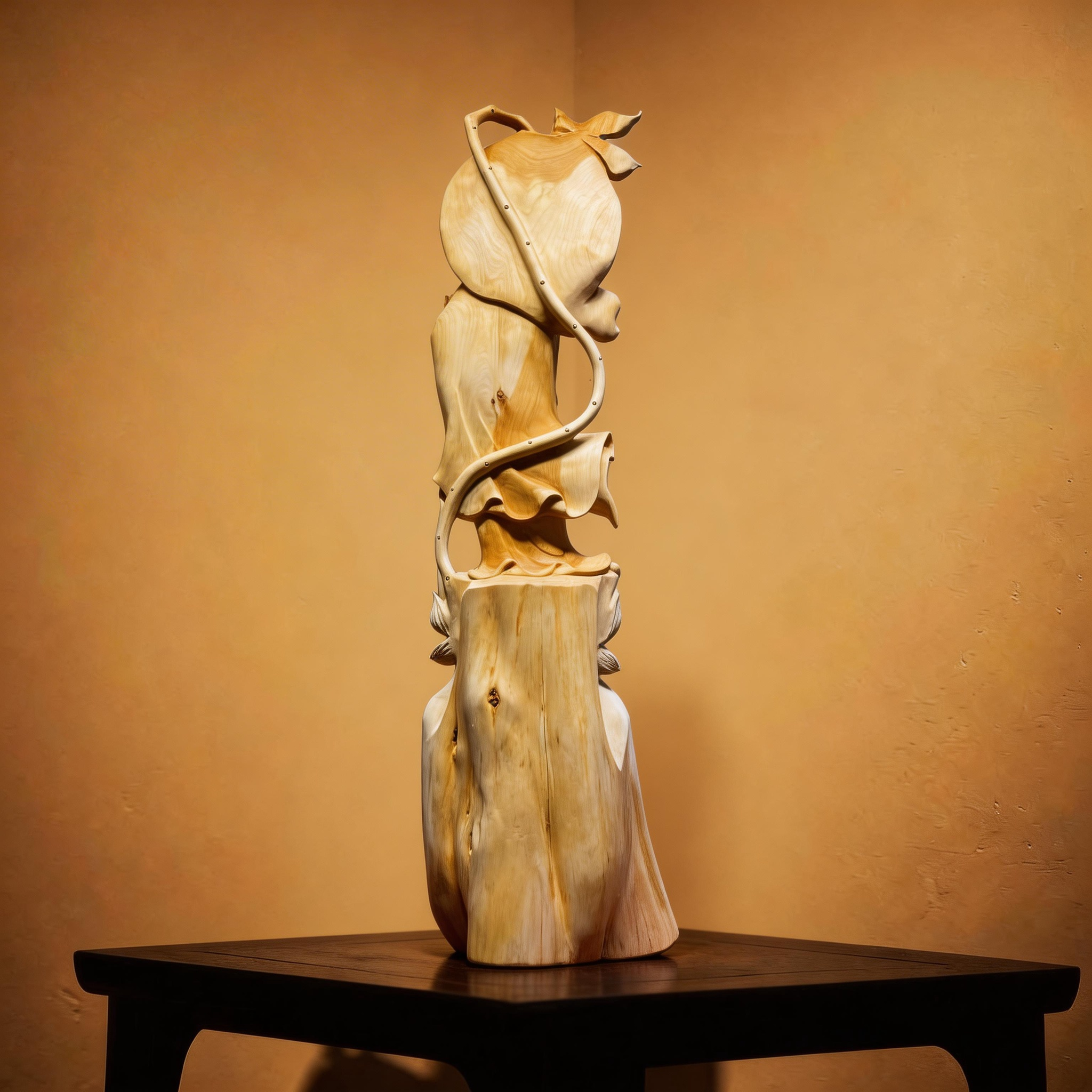 49.6" Masterpiece Hand-Carved Solid Thuja Wood "Serenity" Sculpture