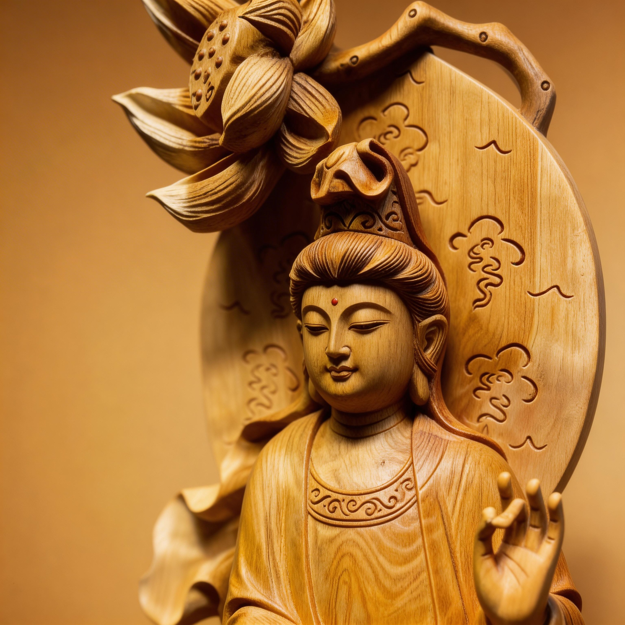 49.6" Masterpiece Hand-Carved Solid Thuja Wood "Serenity" Sculpture