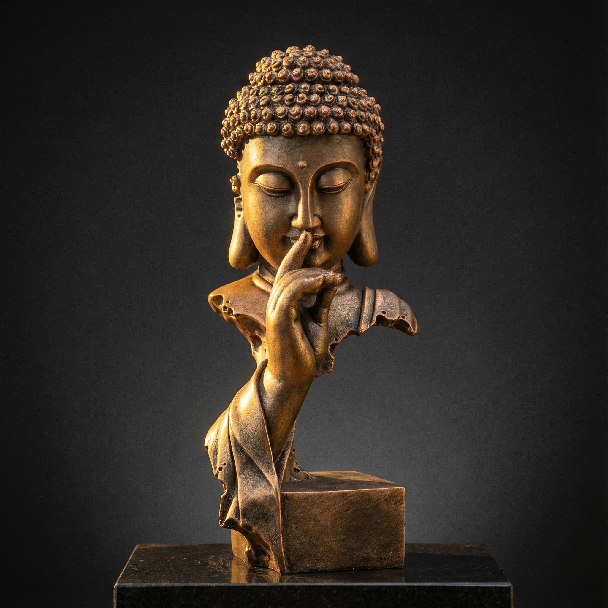 Shaolin Quiet Sakyamuni Statue – Minimalist Zen Design in Qing Sandstone