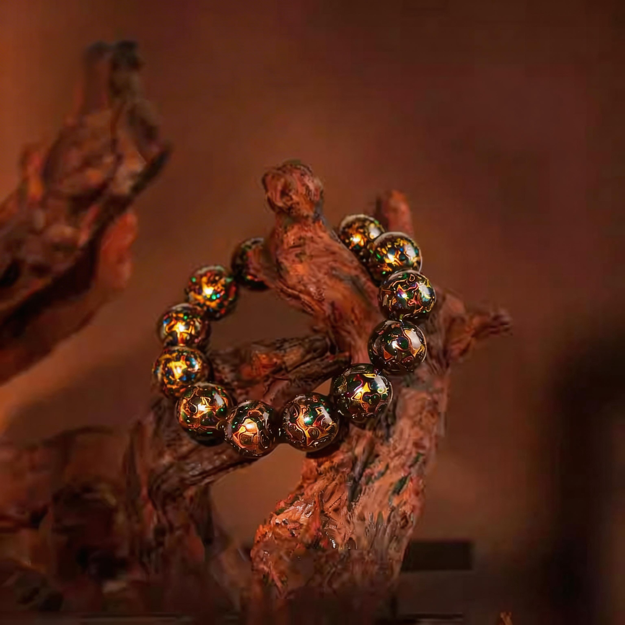 Premium Handcrafted Natural Lacquer & Mother-of-Pearl Wooden Bracelet | Unique Artisan Jewelry
