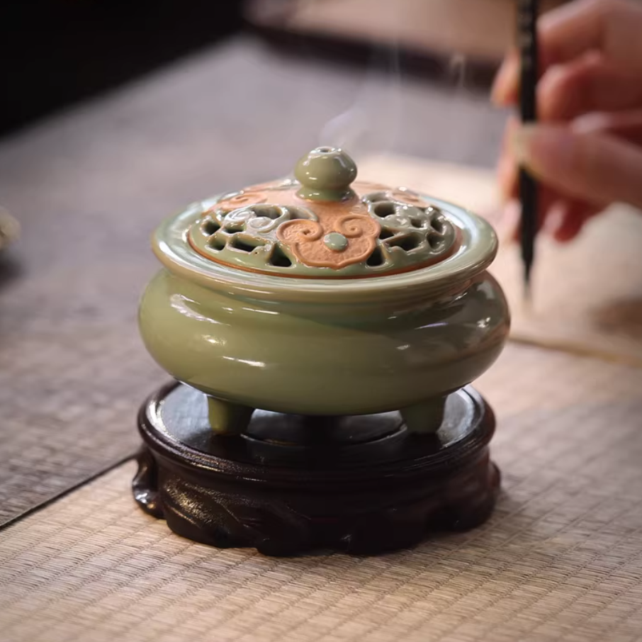 Song Dynasty Aesthetic Ceramic Incense Burner | Heavyweight Zen Decor
