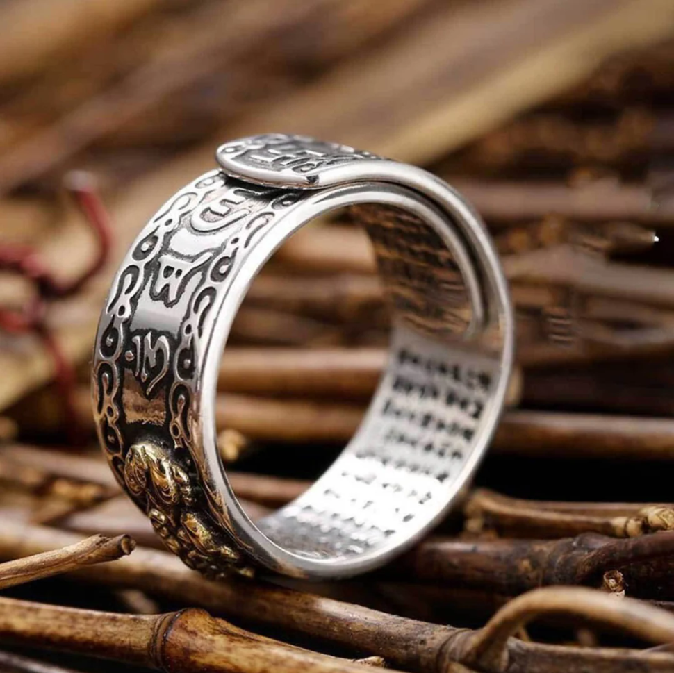 The Abundance Guardian - 990 Pure Silver Feng Shui Pixiu Ring | Adjustable Wealth & Mindfulness Band