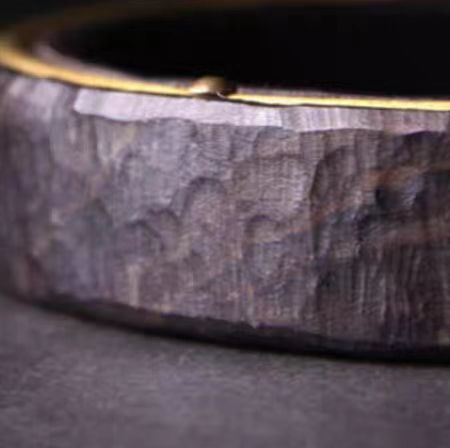 Zen Master Ebony Wood Cuff - Vintage Brass Inlay Meditation Bracelet for Men & Women