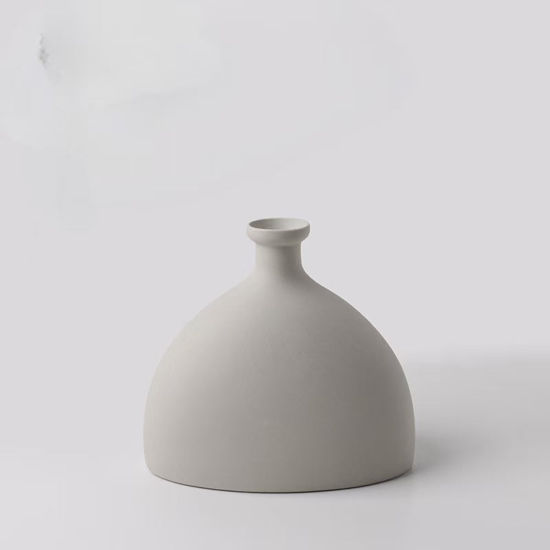 Minimalist gray ceramic vase for Buddhist altar decor, mindfulness home styling