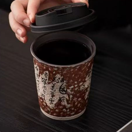中国書道コーヒーカップ——銀彩ストーンウェア