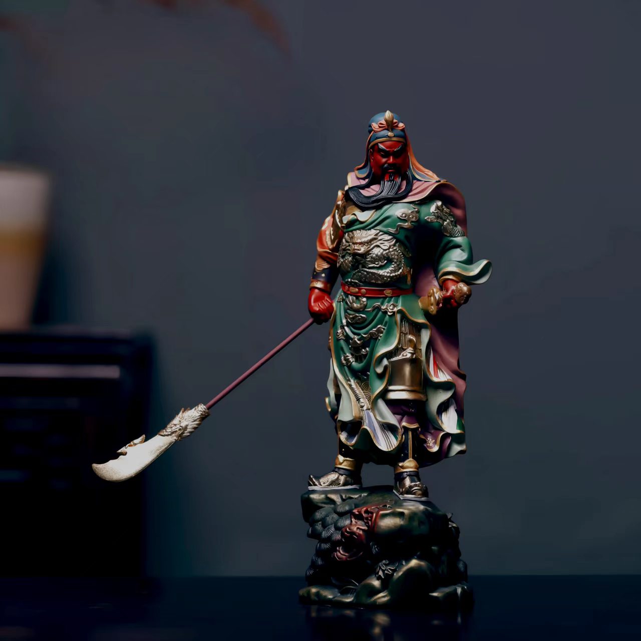 Shaolin Masterwork Series: Rare Boxwood Carving — "The Sentinel of Integrity" (Hand-Painted & Gilded Guan Gong)