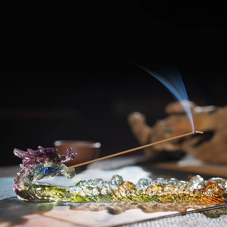 Ascending Loong Liuli Dragon Incense Holder & Tabletop Decor