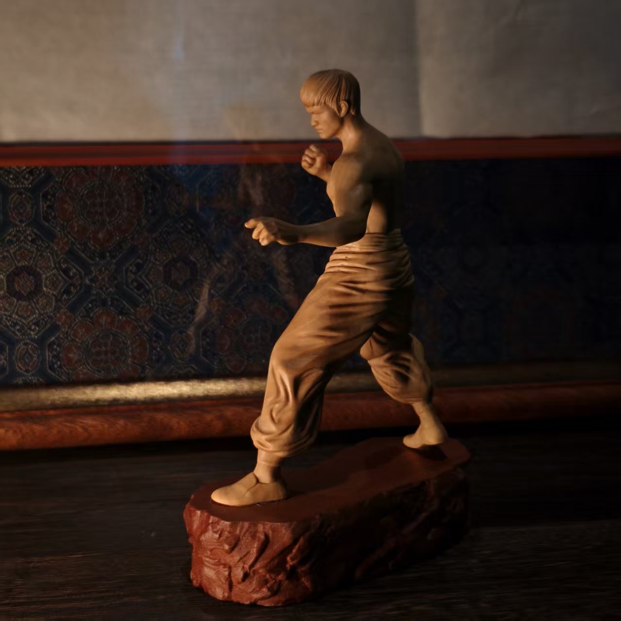 The Legend Returns: Hand-Carved Bruce Lee Boxwood Masterpiece