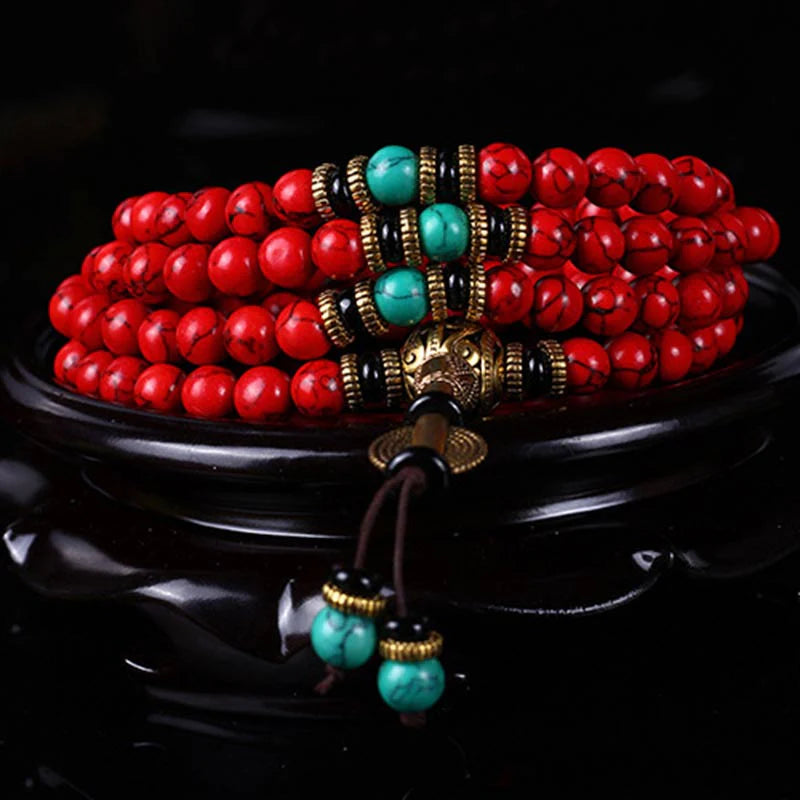ShaoLin Red Turquoise Lucky Necklace Bracelet - ShaolinMart