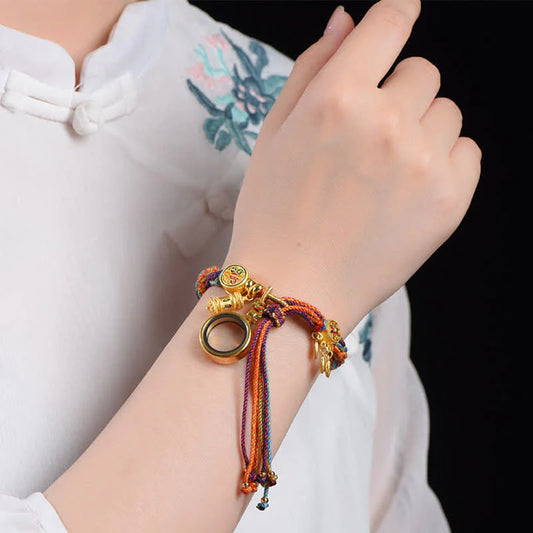 ShaoLin Om Mani Padme Hum Dreamcatcher Luck Colorful Reincarnation Knot String Bracelet