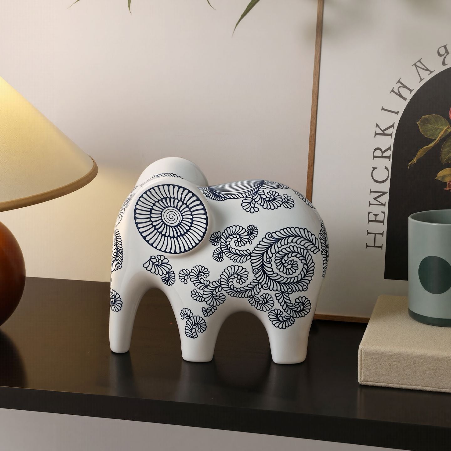 Blue & White Ceramic Elephant Figurines – Peace & Good Fortune Home Decor | ShaolinMart