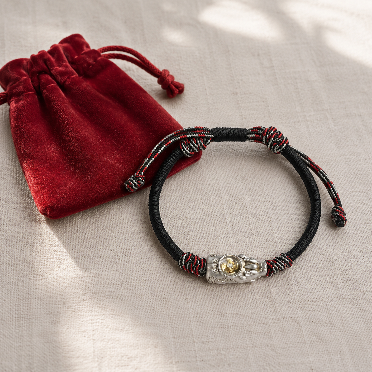 Handwoven Pure Copper Pi Xiu Adjustable Bracelet – Feng Shui Protection & Prosperity Cord Bracelet