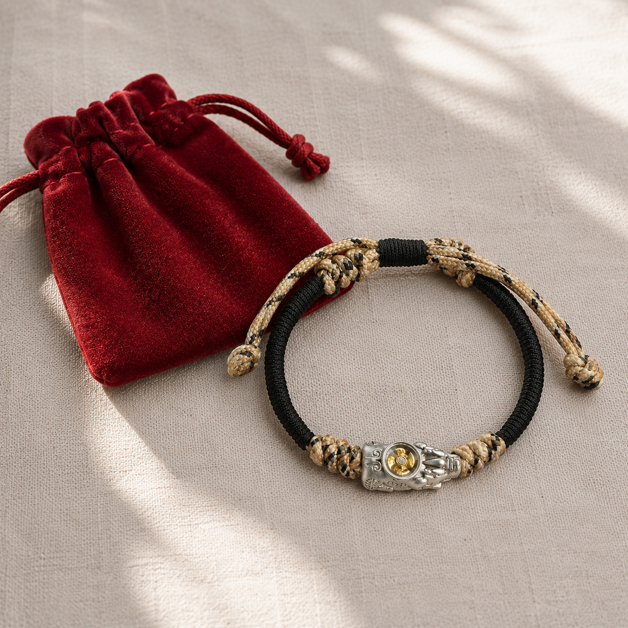 Handwoven Pure Copper Pi Xiu Adjustable Bracelet – Feng Shui Protection & Prosperity Cord Bracelet