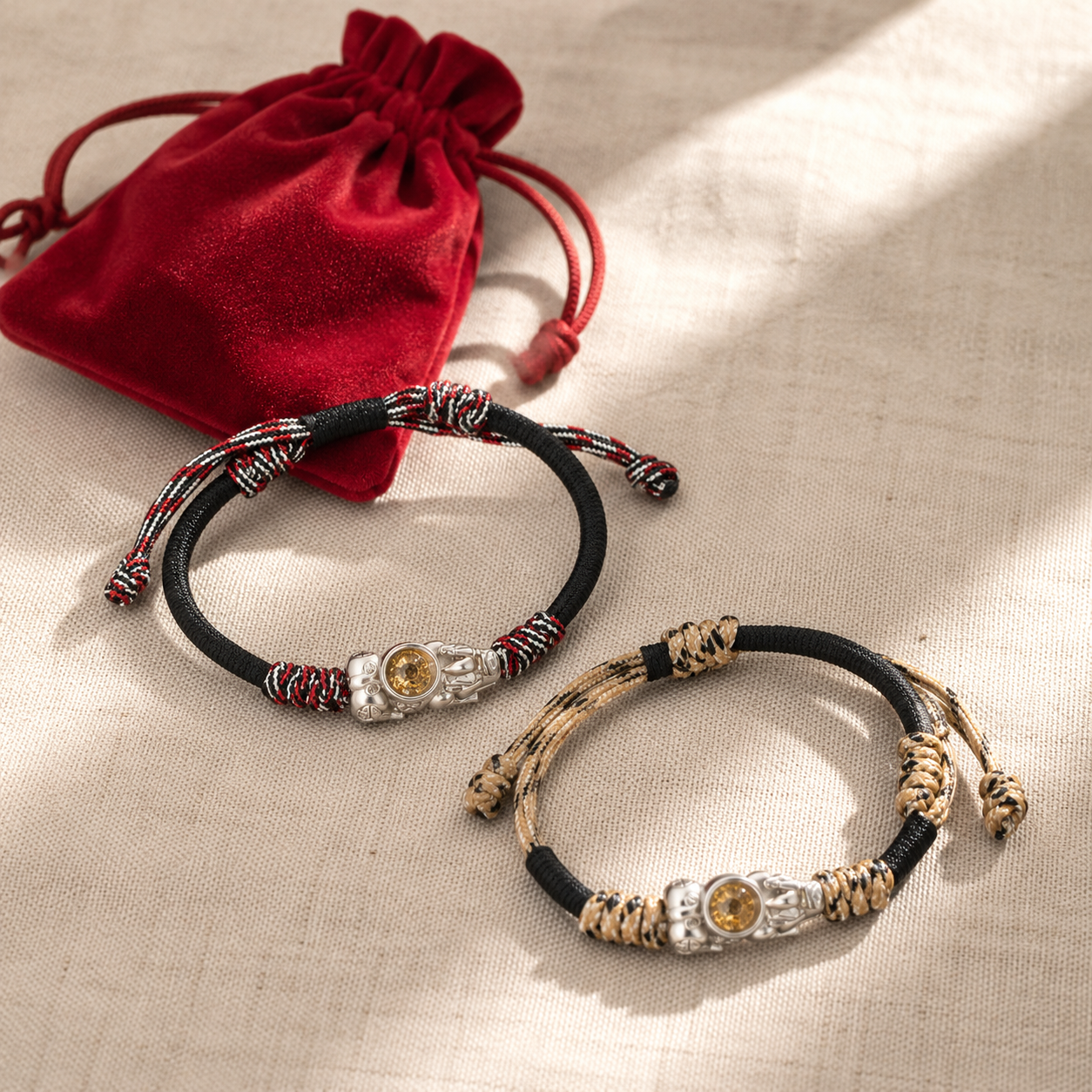 Handwoven Pure Copper Pi Xiu Adjustable Bracelet – Feng Shui Protection & Prosperity Cord Bracelet