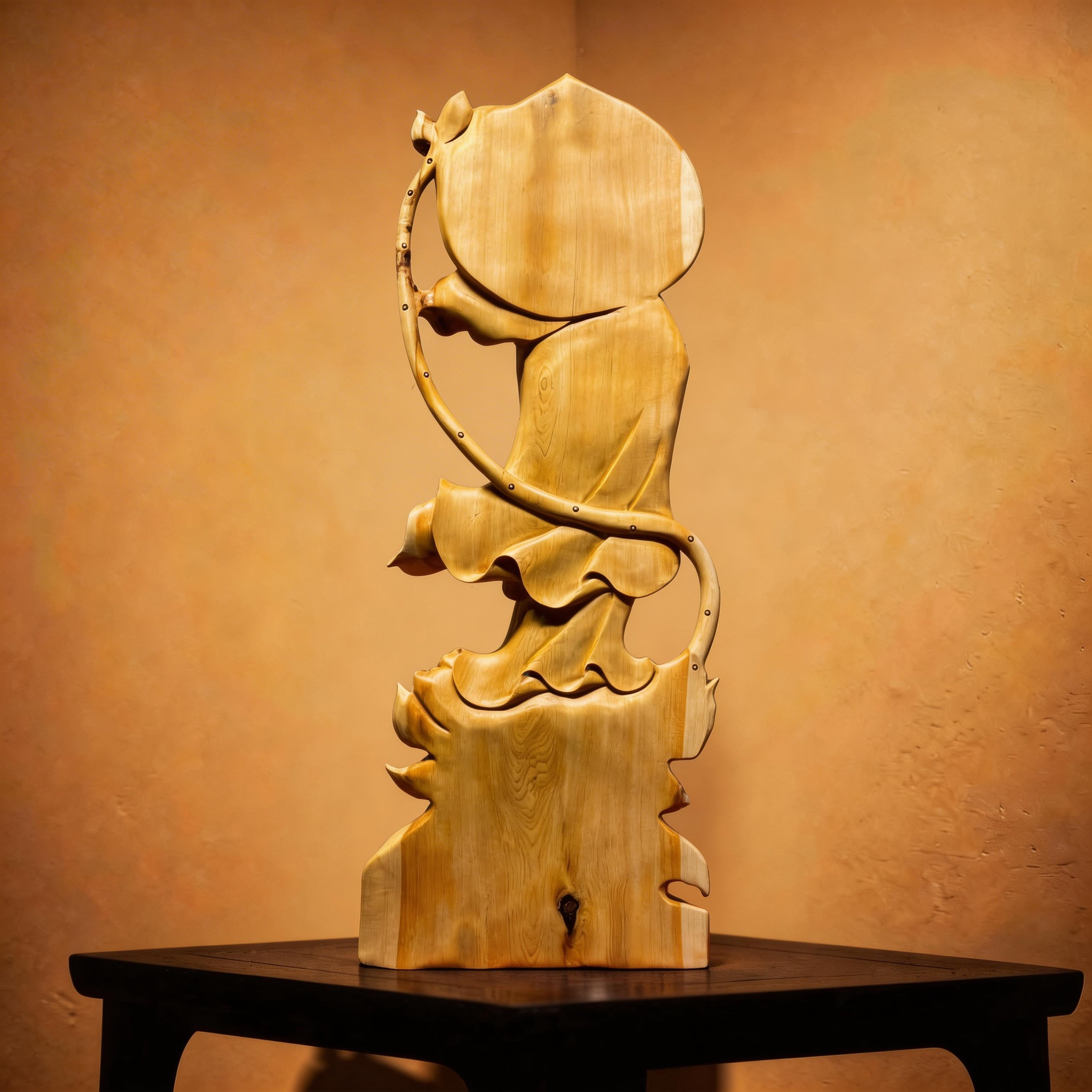 32.7" Masterpiece Hand-Carved Solid Thuja Wood "Ruyi Guanyin" Sculpture