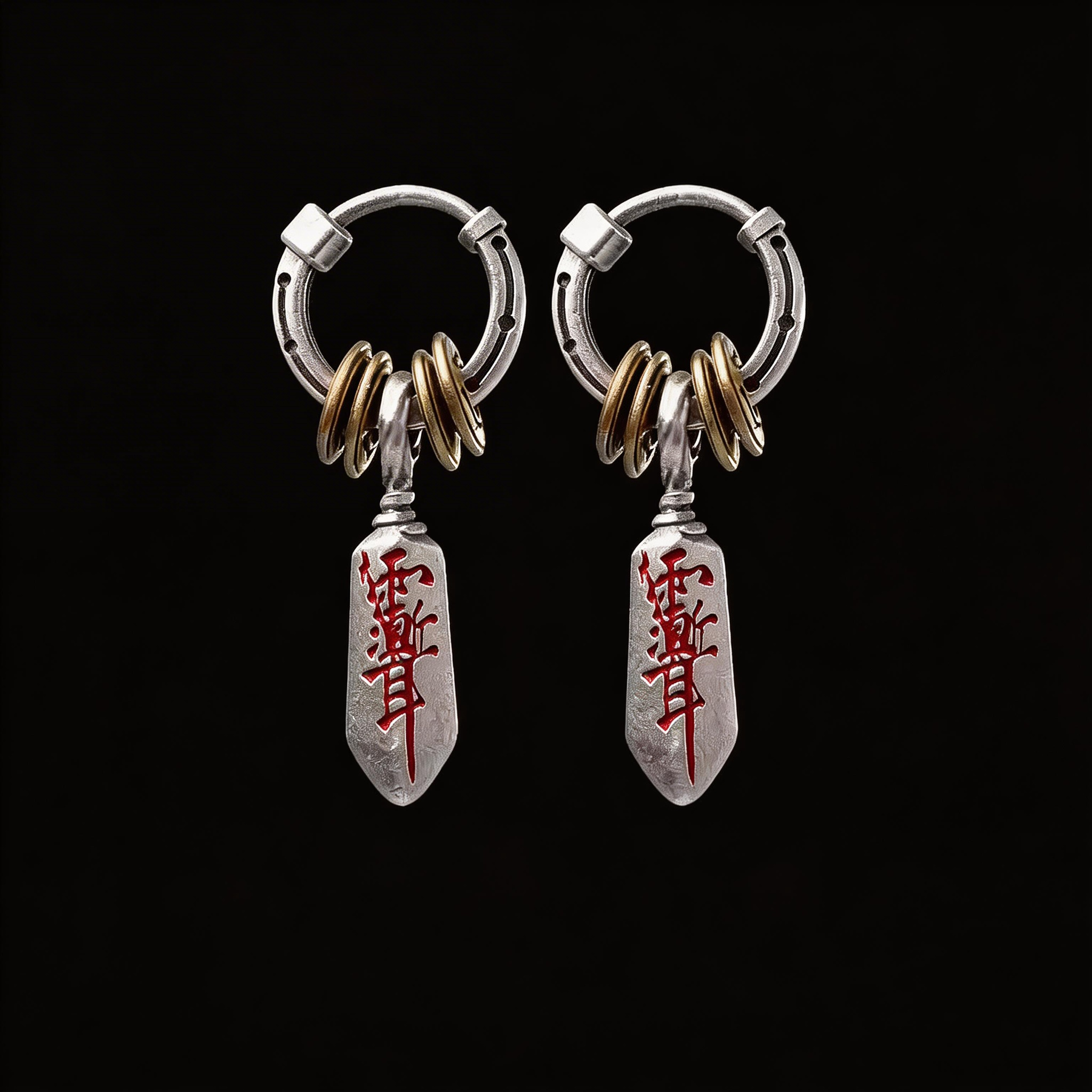 S925 Silver Shaolin "Yu Jian Er" Hoop Earring | Handcrafted Protection Jewelry for Men & Women