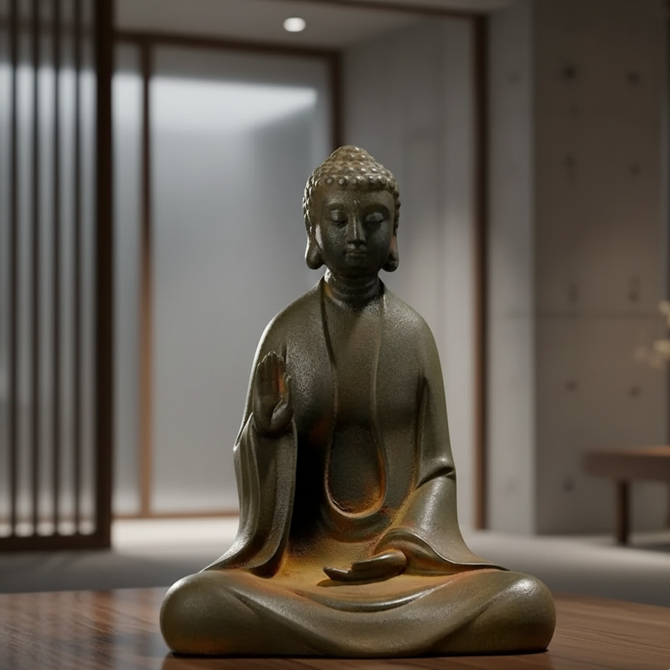 The Shaolin Guardian: Solid Buddha Statue for Fearless Peace