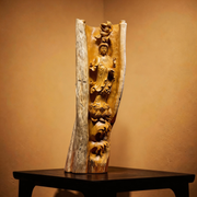 37.8" Masterpiece Hand-Carved Solid Thuja Wood "Lotus Guanyin" Sculpture