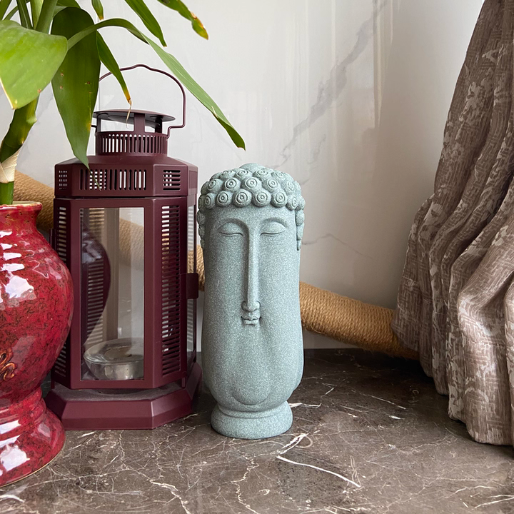 Hand-Carved Solid Sandstone Abstract Buddha Statue (5.1 lbs) | Modern Zen Decor