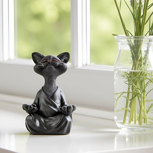 Whimsical Happy Cat Buddha Figurine – Chan-Inspired Statue