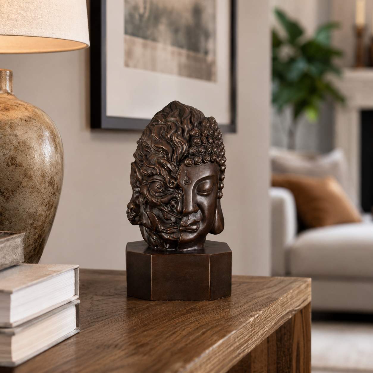 "Harmony in Chaos" Pure Brass “One Thought” Sculpture – Eastern-Inspired Desk & Home Decor
