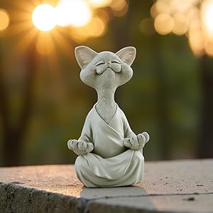 Whimsical Happy Cat Buddha Figurine – Chan-Inspired Statue