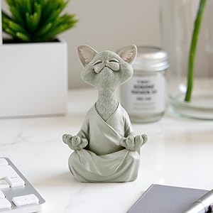 Whimsical Happy Cat Buddha Figurine – Chan-Inspired Statue