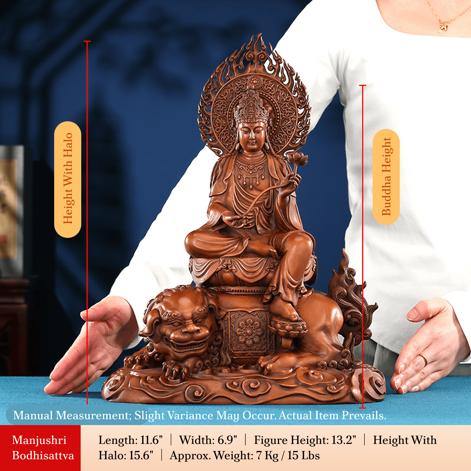 Purple Copper Huayan Three Saints Statue – Manjushri, Samantabhadra & Vairocana Buddha(Regular Price Item)
