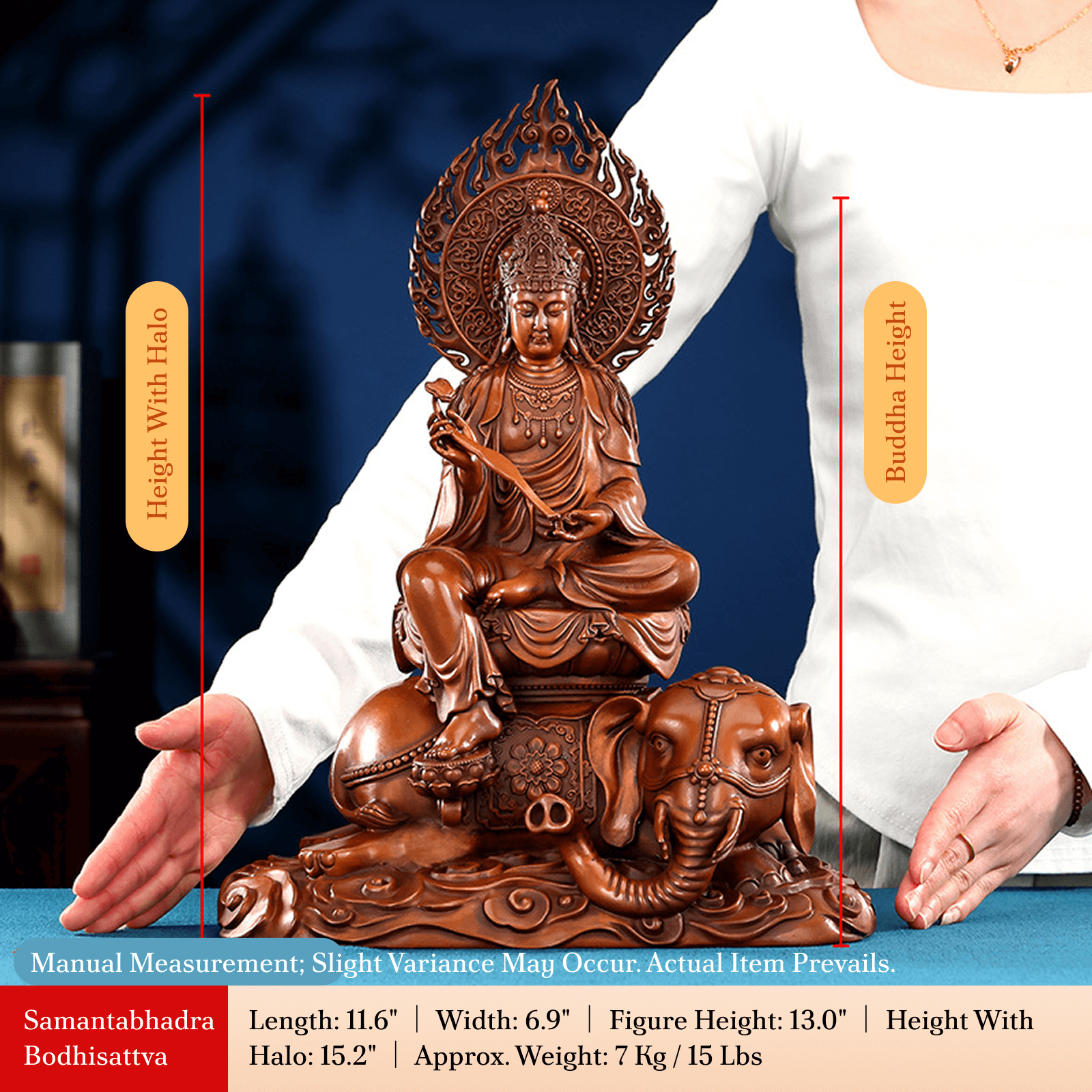Purple Copper Huayan Three Saints Statue – Manjushri, Samantabhadra & Vairocana Buddha(Regular Price Item)