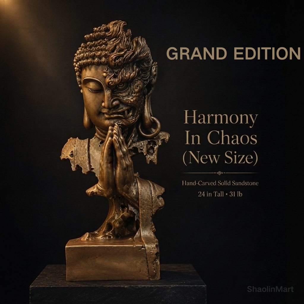 Harmony in Chaos: Peace & Strength Sandstone Sculpture – Grand Edition