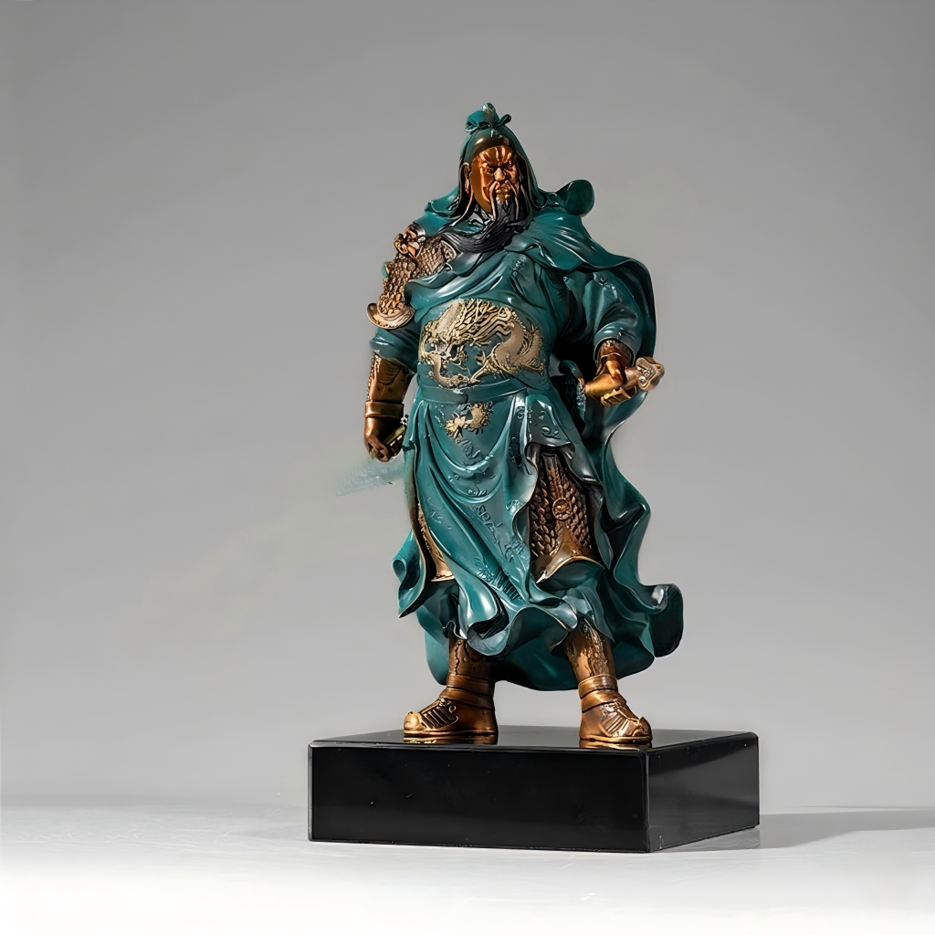 Guan Yu “Loyalty Above the Clouds” Brass Statue – Eastern-Inspired Guardian Decor for Office & Business Spaces (ShaolinMart)