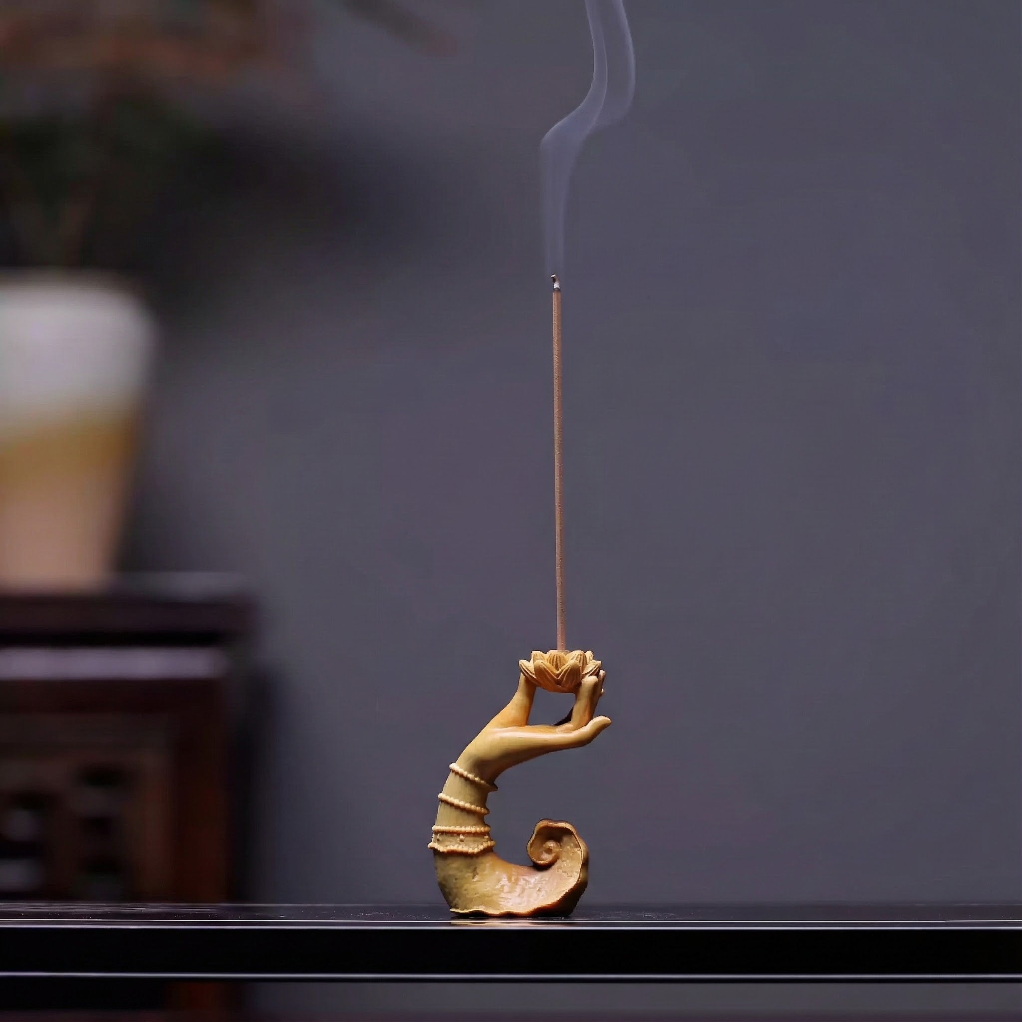 Shaolin Masterwork Series: Rare Boxwood Carving - "The Hand of Serenity" Incense Holder