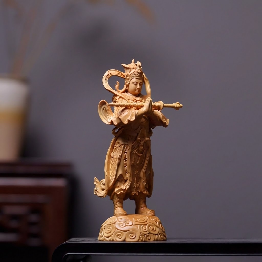 Shaolin Masterwork Series: Rare Boxwood Carving - "The Royal Guardian"