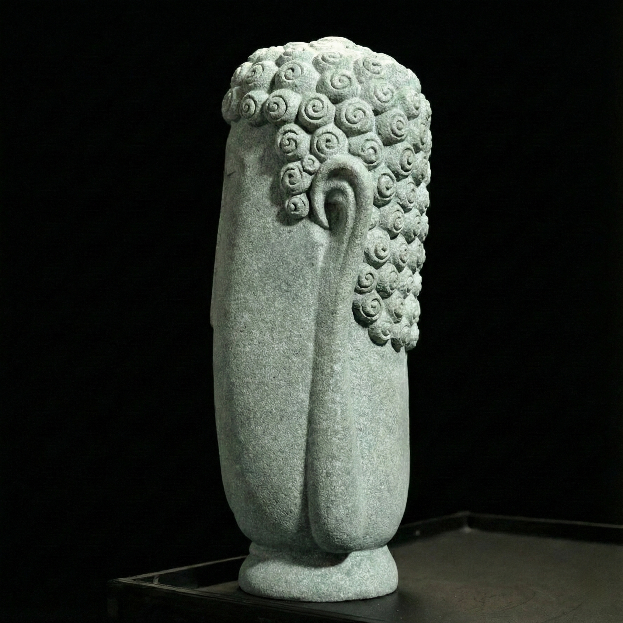 Hand-Carved Solid Sandstone Abstract Buddha Statue (5.1 lbs) | Modern Zen Decor