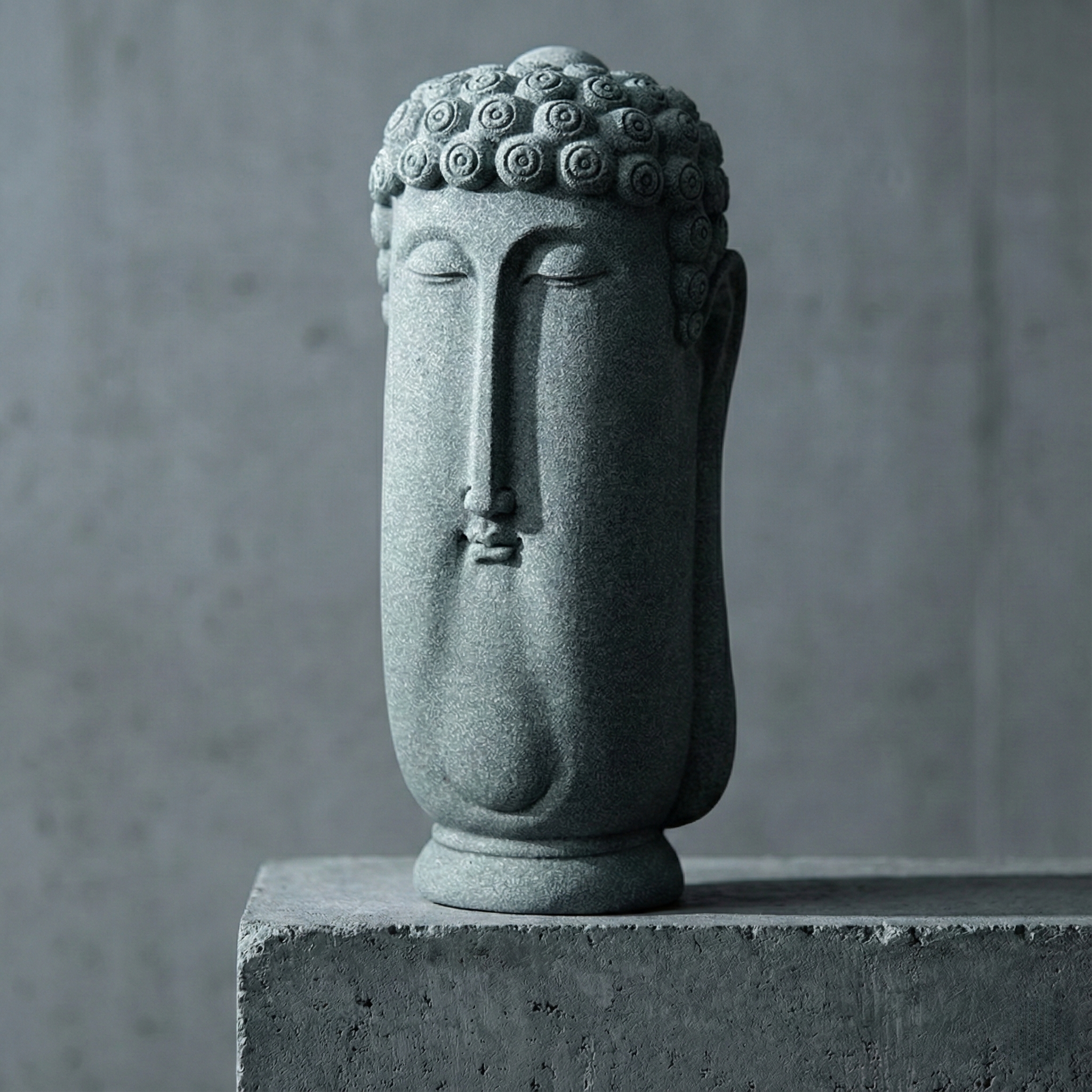 Hand-Carved Solid Sandstone Abstract Buddha Statue (5.1 lbs) | Modern Zen Decor