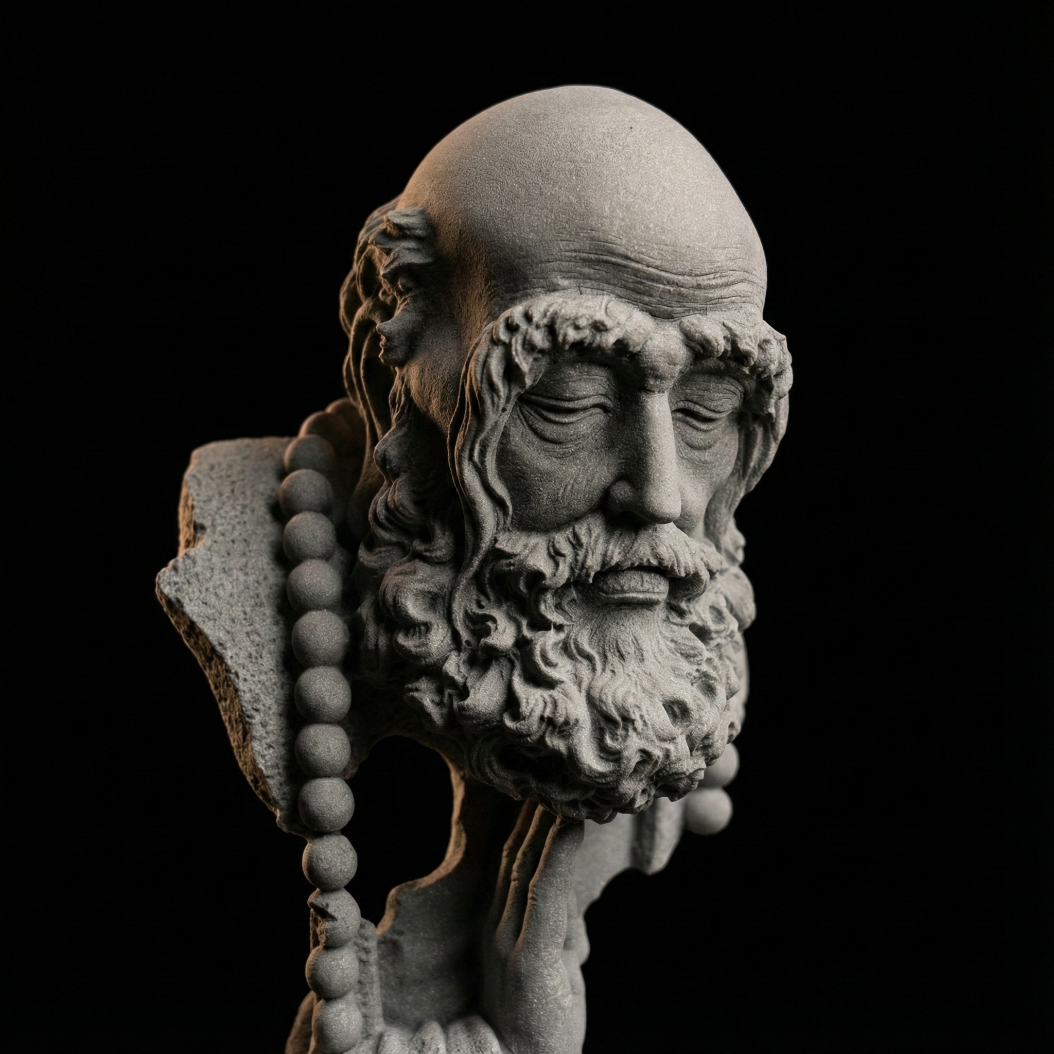 Solid Qing Sandstone Zen Sculpture | Hand-Carved Bodhidharma Art Piece