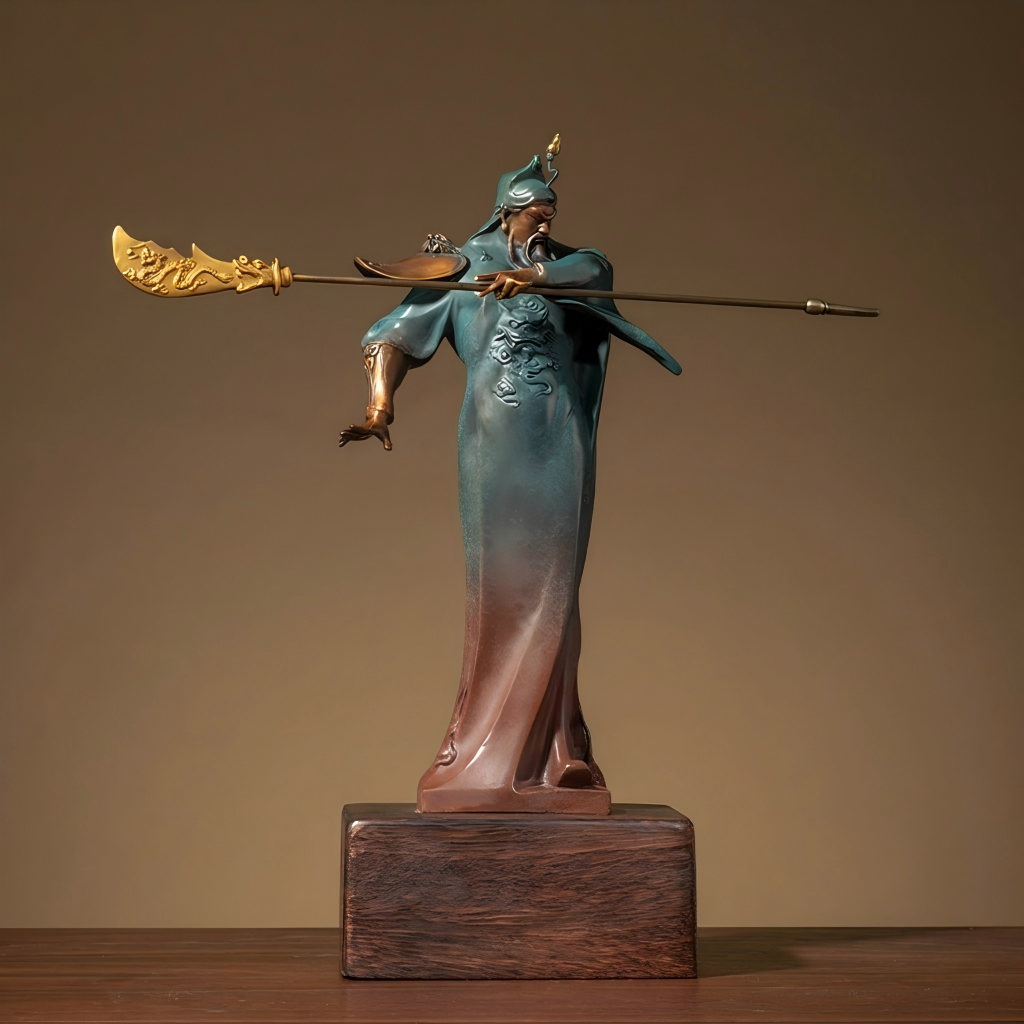 Guan Yu "Wisdom & Valor" Brass Statue – Warrior God & Prosperity Guardian Sculpture