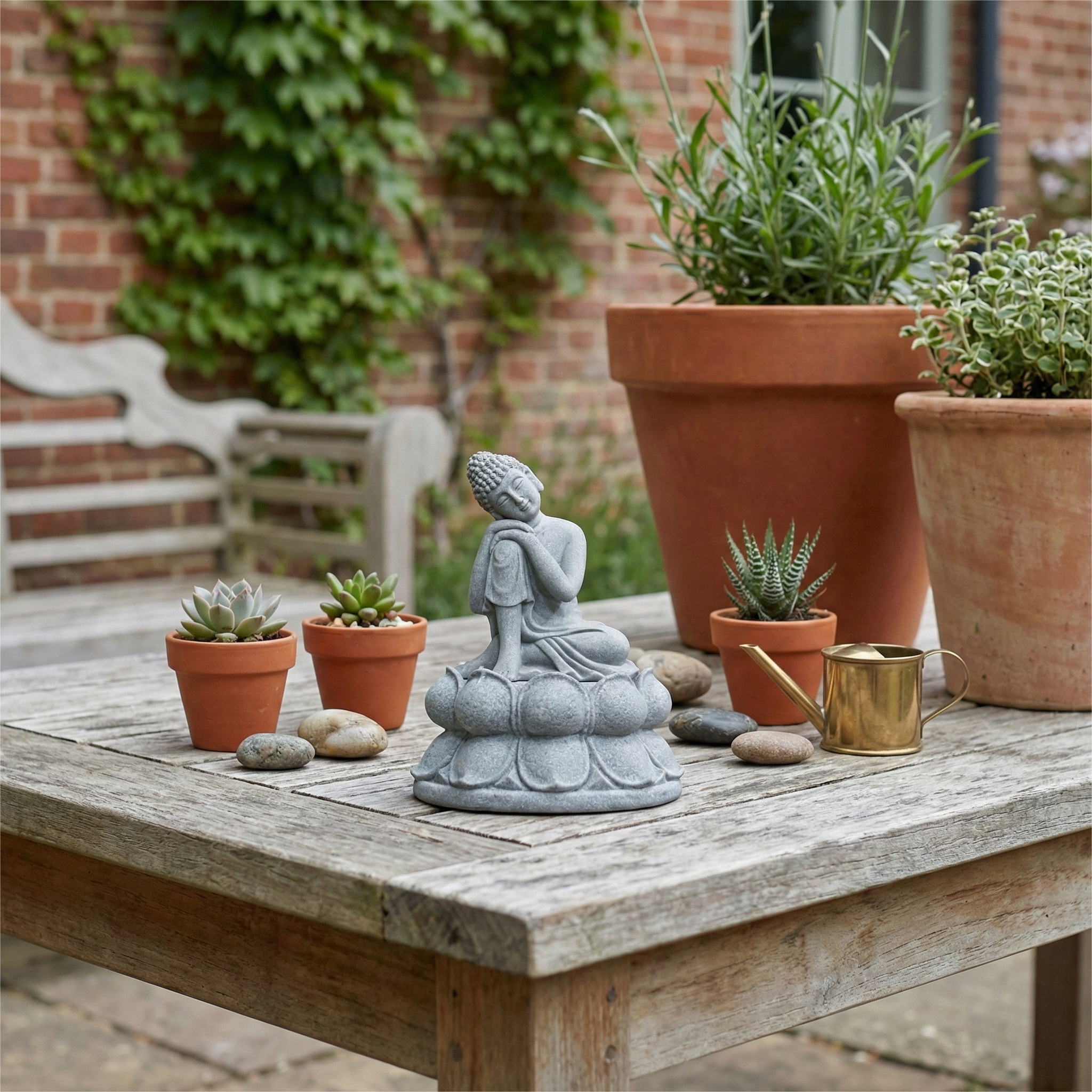 Shaolin Meditation Buddha Statue – Sandstone Zen Figurine