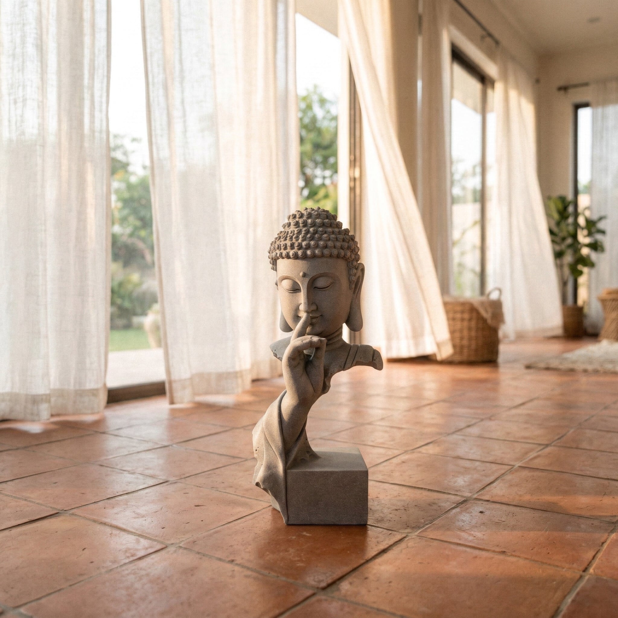 The "Tranquil Silence" Statue – Solid Sandstone Decor for Home & Garden