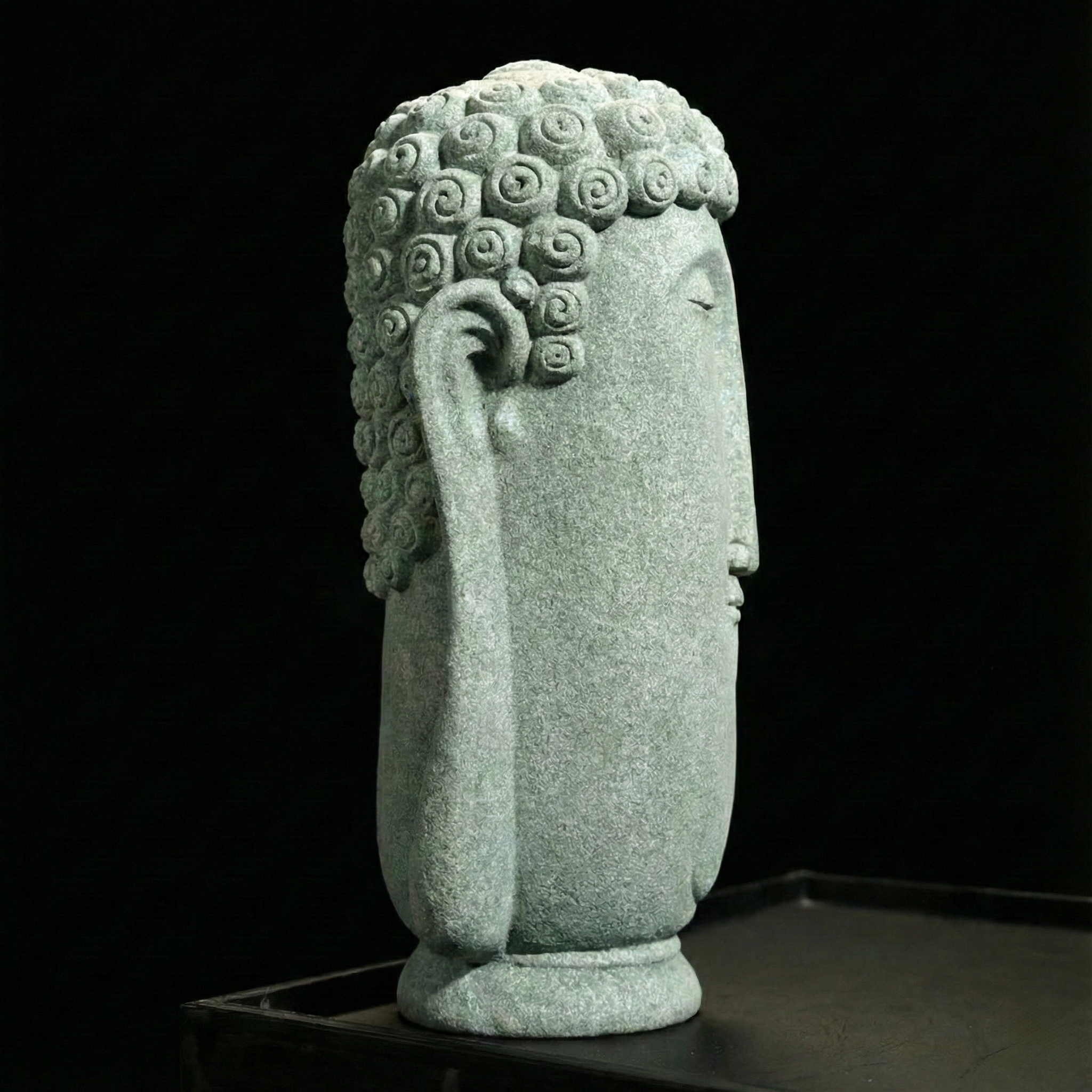 Hand-Carved Solid Sandstone Abstract Buddha Statue (5.1 lbs) | Modern Zen Decor