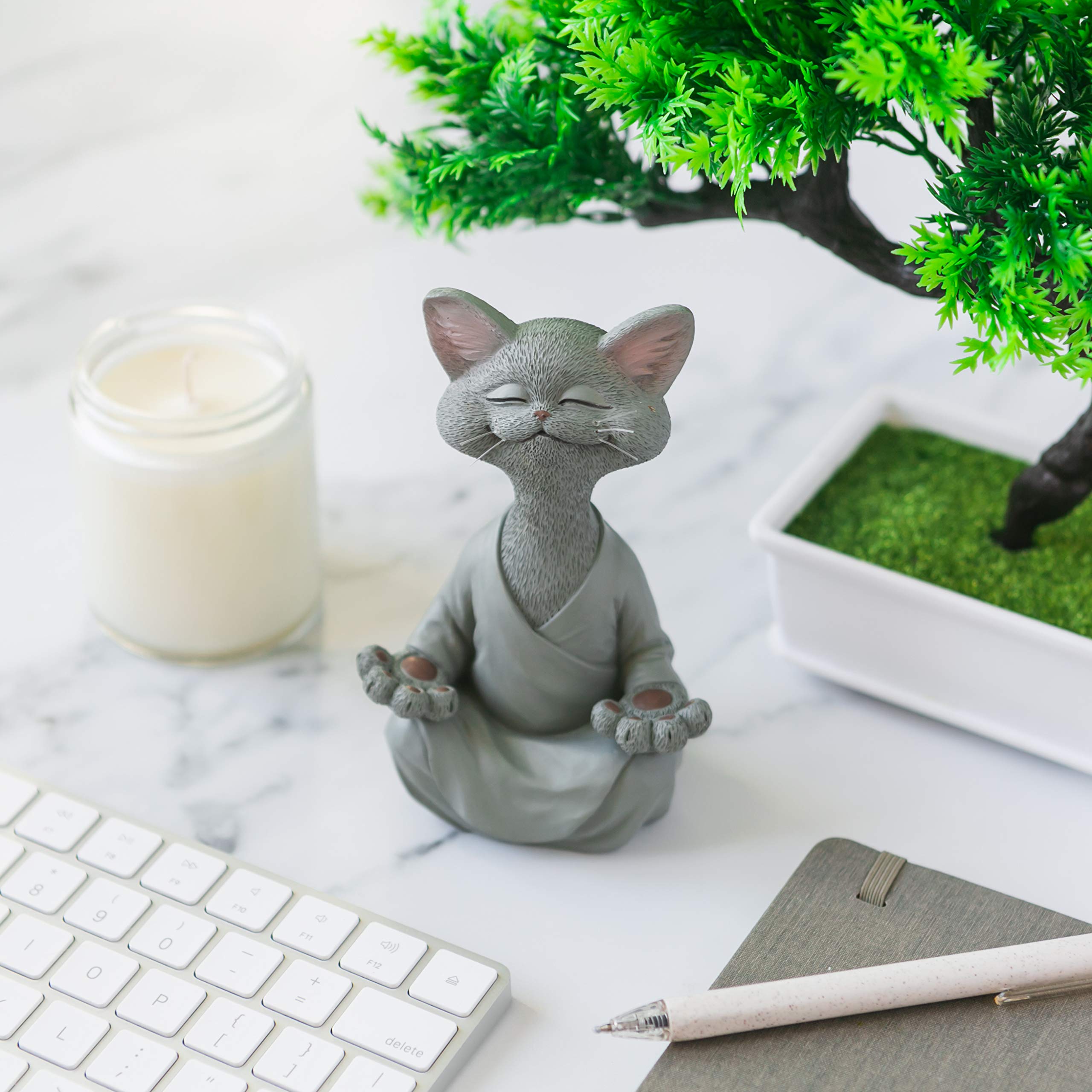 Whimsical Happy Cat Buddha Figurine – Chan-Inspired Statue