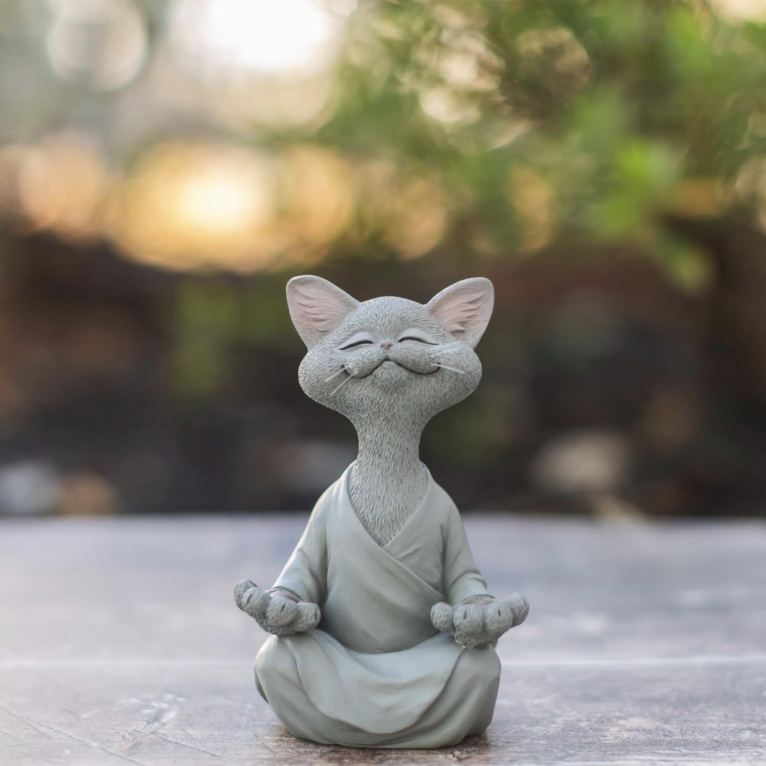 Whimsical Happy Cat Buddha Figurine – Chan-Inspired Statue