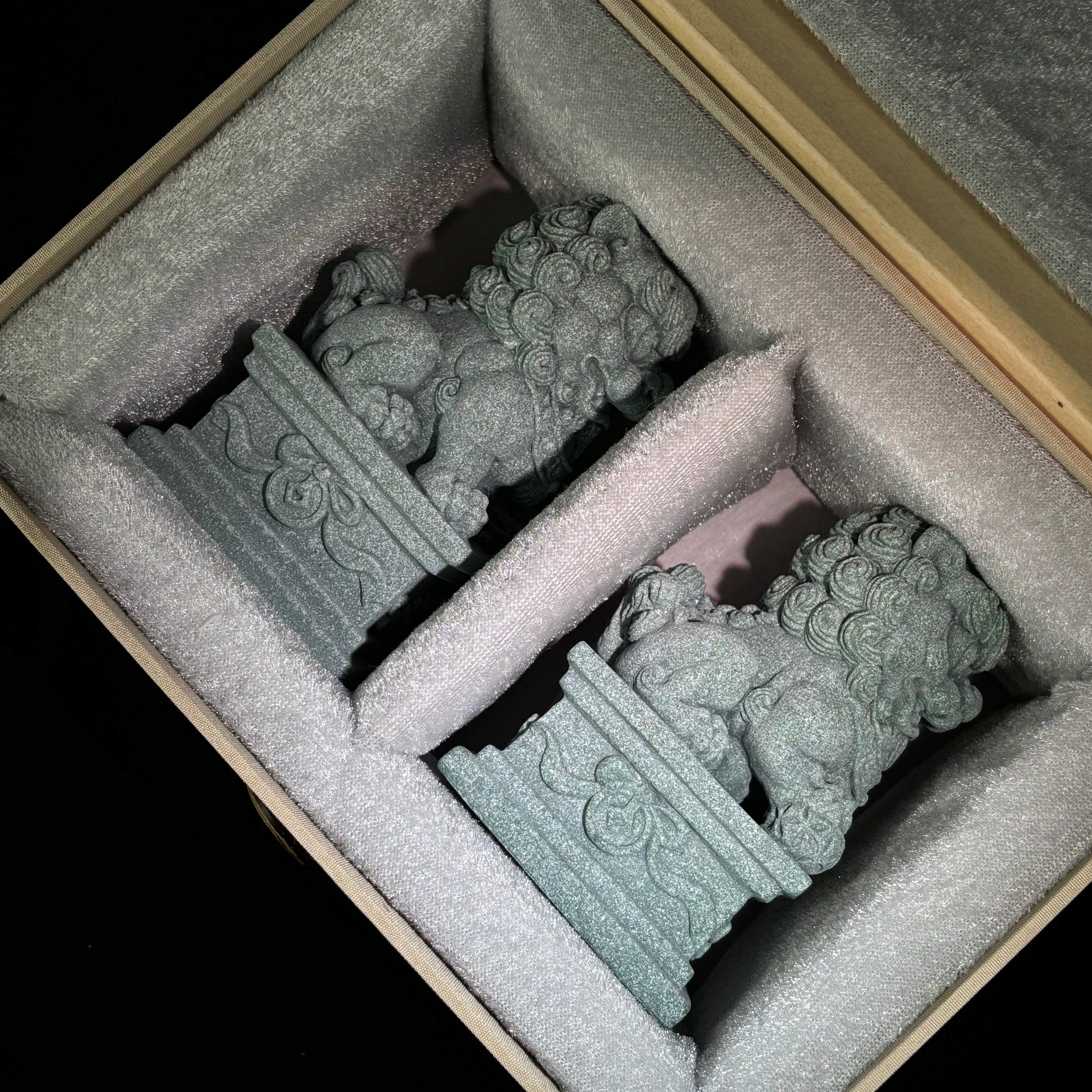 The Silent Guardians: Authentic Qing Sandstone Foo Dog Pair (Male & Female)