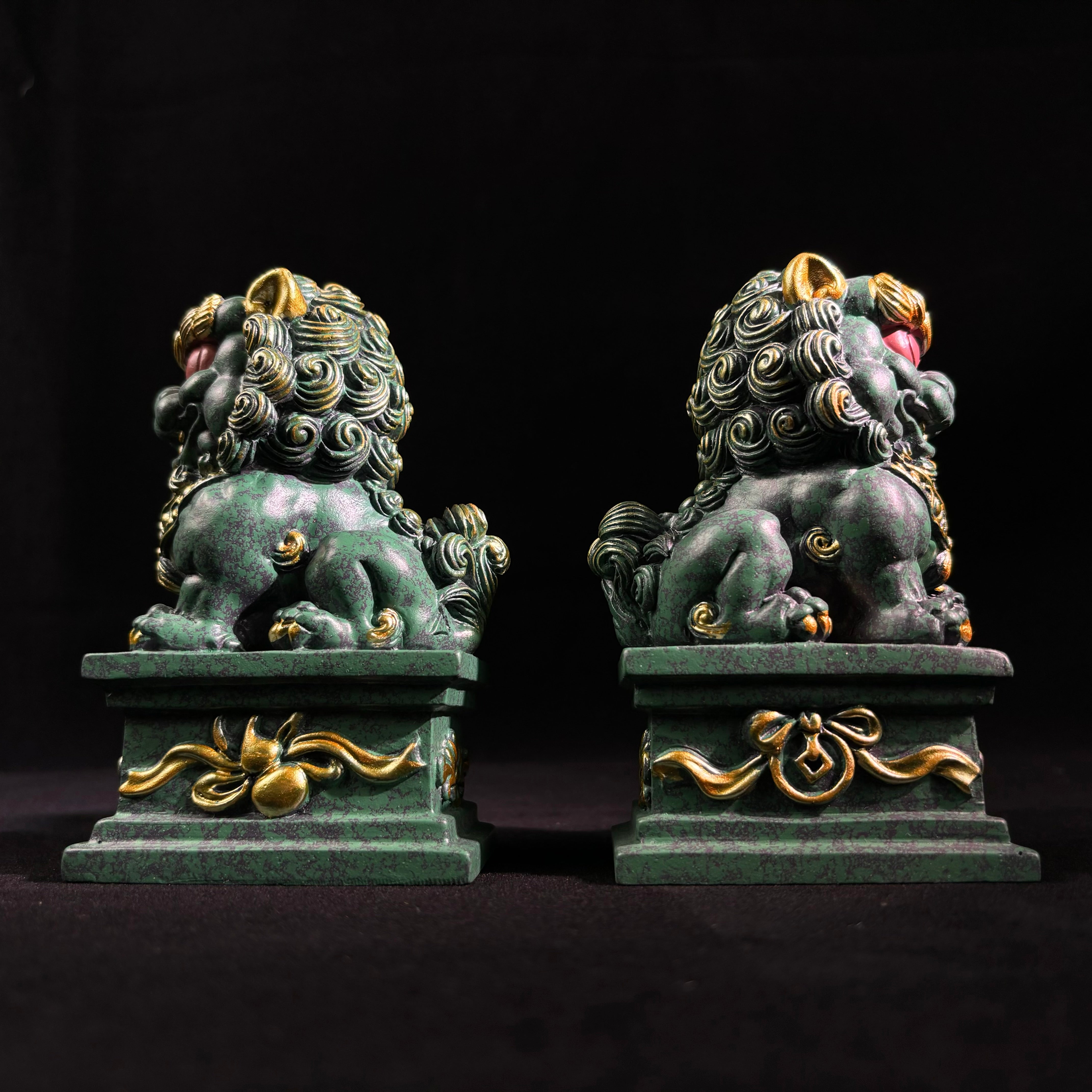 The Royal Guardians: Hand-Painted Shaolin Prosperity Lions (Foo Dogs)