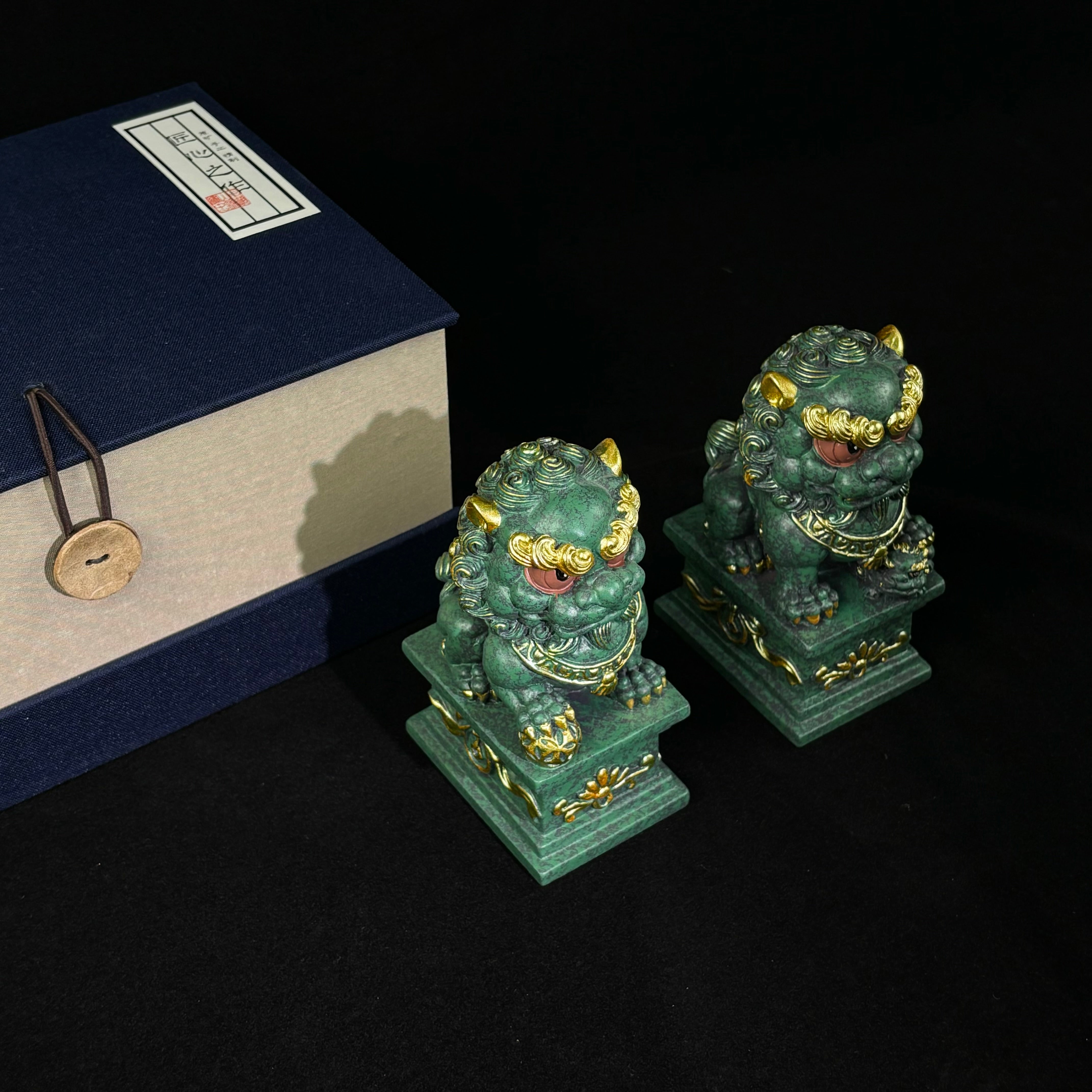 The Royal Guardians: Hand-Painted Shaolin Prosperity Lions (Foo Dogs)